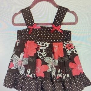 Floral Brown and Pink Kids One Piece Footie